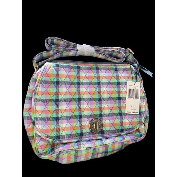 Vera Bradley Saddle Crossbody Bag Gingham Plaid New 29579-12611 Messenger